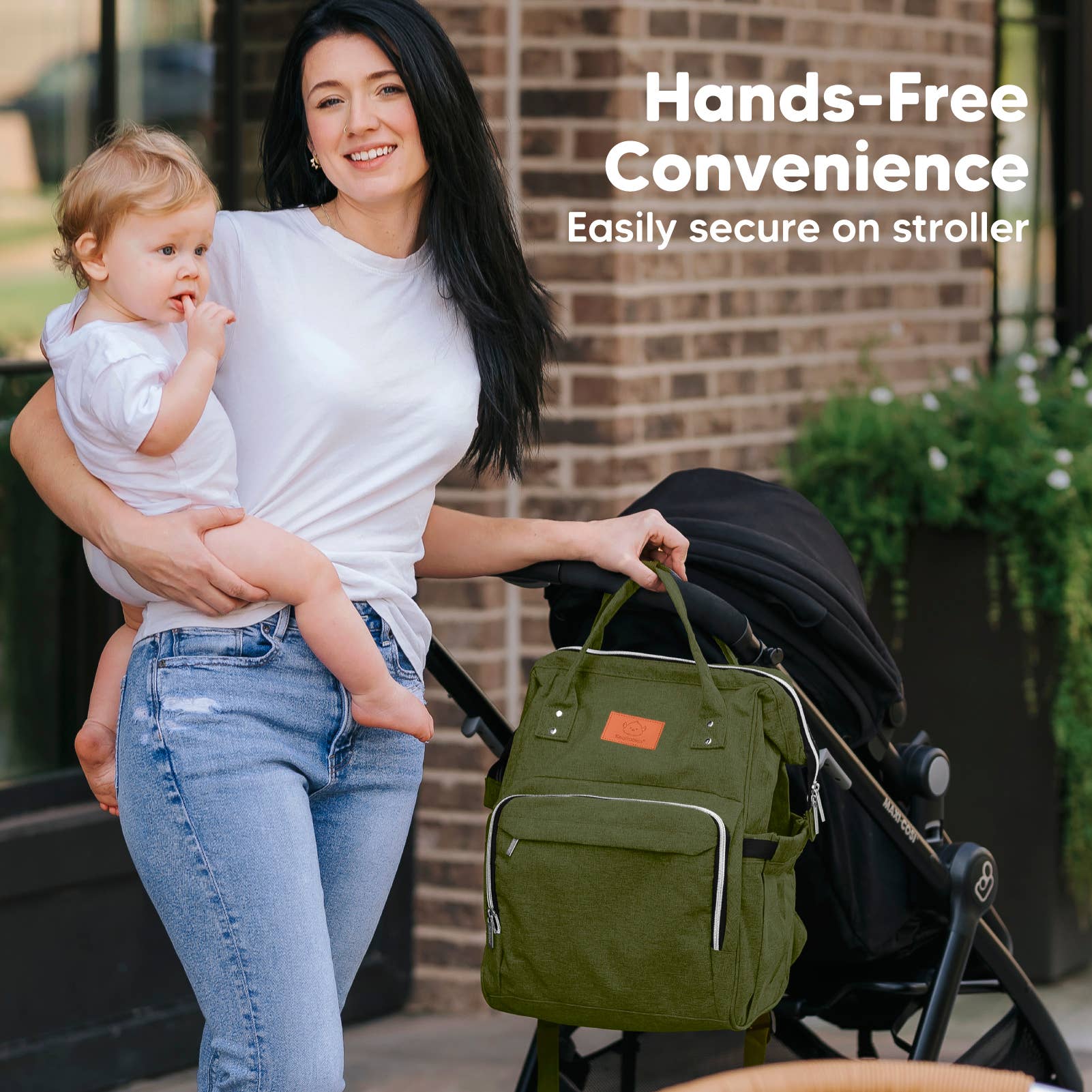 Diaper Bag Backpack with Changing Pad [Olive, Black, Pink]