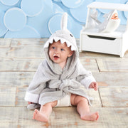 Let The Fin Begin Gray Shark Baby Robe (0-9 months)