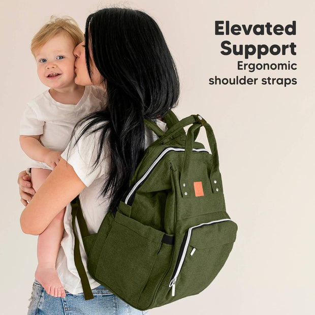Diaper Bag Backpack with Changing Pad [Olive, Black, Pink]
